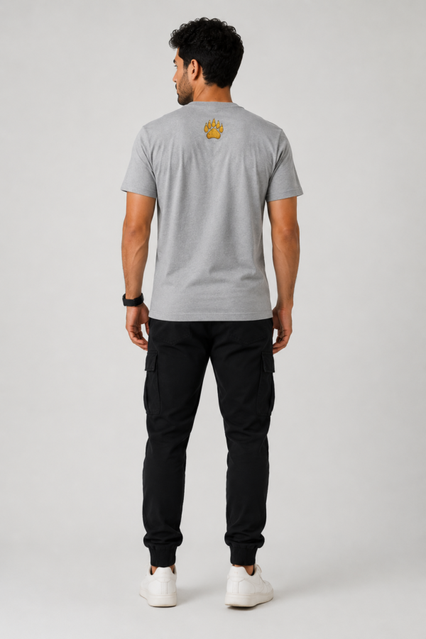 TAP Lightweight Grey T-Shirt – Worn by Model Man wearing TAP heather grey lightweight regular-fit t-shirt