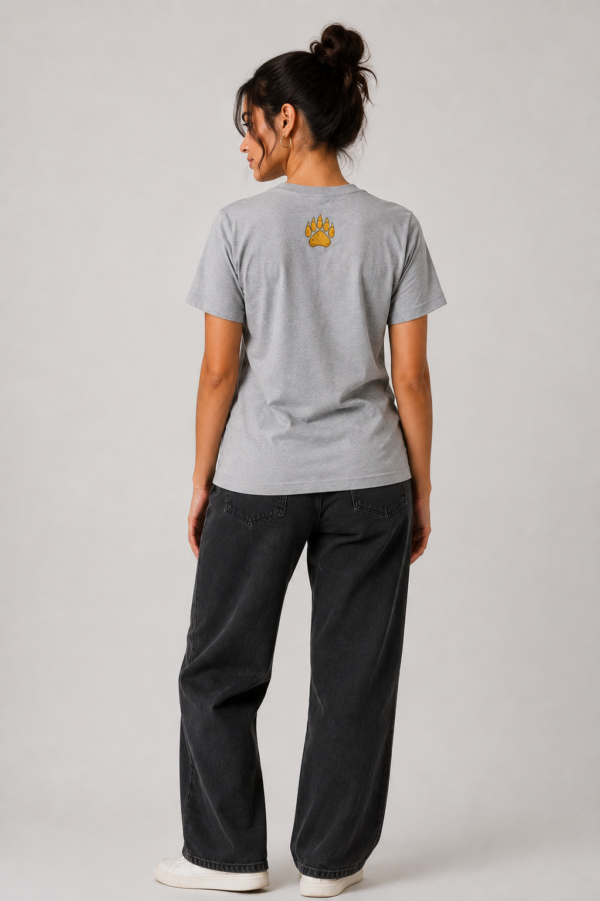 TAP Lightweight Grey T-Shirt – Gold Paw Logo Back TAP heather grey tee with gold paw logo back view
