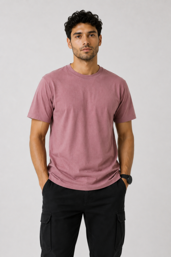 Man wearing TAP dusty rose lightweight regular-fit t-shirt front view