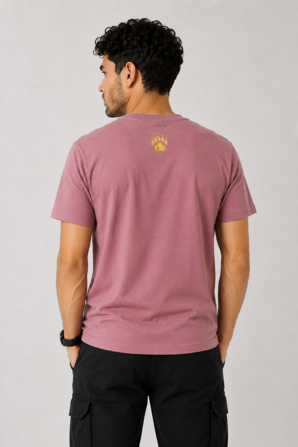 TAP dusty rose lightweight t-shirt with gold paw logo back view