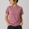 Woman wearing TAP dusty rose lightweight t-shirt regular fit front view