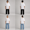 Back of TAP white oversized tee with gold paw logo on the upper back, female model TAP Oversized Tee – White | Paw Logo Oversized Fit T-Shirt