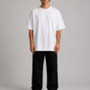 TAP White Oversized T-Shirt – Men's Front Man wearing TAP white oversized t-shirt, plain front, unisex oversized fit
