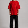 TAP Red Oversized T-Shirt – Men's Front Man wearing TAP red oversized t-shirt, plain front, unisex oversized fit