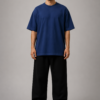 TAP Navy Oversized T-Shirt – Men's Front Man wearing TAP navy oversized t-shirt, plain front, unisex oversized fit