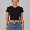 Model wearing fitted black crop tee, front view - Take a Paw Model wearing fitted black crop tee, front view - Take a Paw